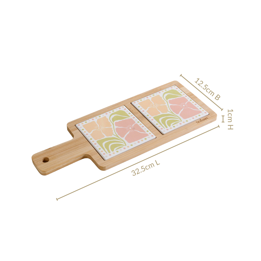 Perfectly Pastel Bamboo And Ceramic Platter 32x12cm Nestasia