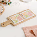 Perfectly Pastel Bamboo And Ceramic Platter 32x12cm Nestasia