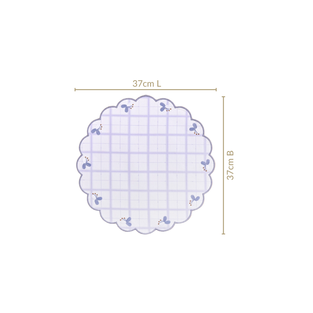 Periwinkle Embroidered Cotton Table Mat Lilac Set Of 6 Nestasia