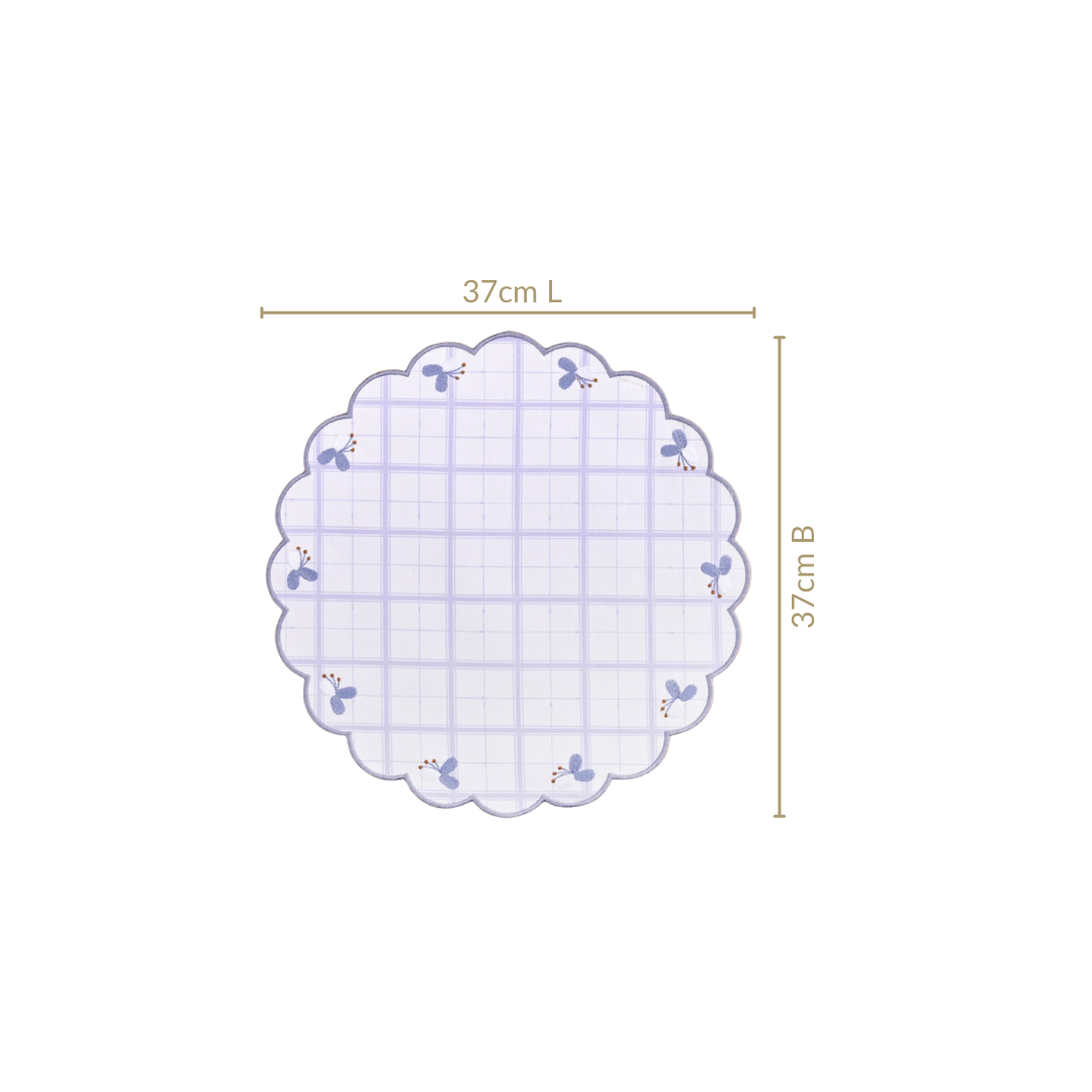 Periwinkle Embroidered Cotton Table Mat Lilac Set Of 6 Nestasia