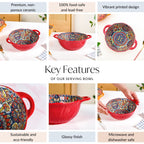 Mandala Melange Ceramic Serving Bowl Red 1500ml Nestasia