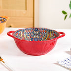 Mandala Melange Ceramic Serving Bowl Red 1500ml Nestasia