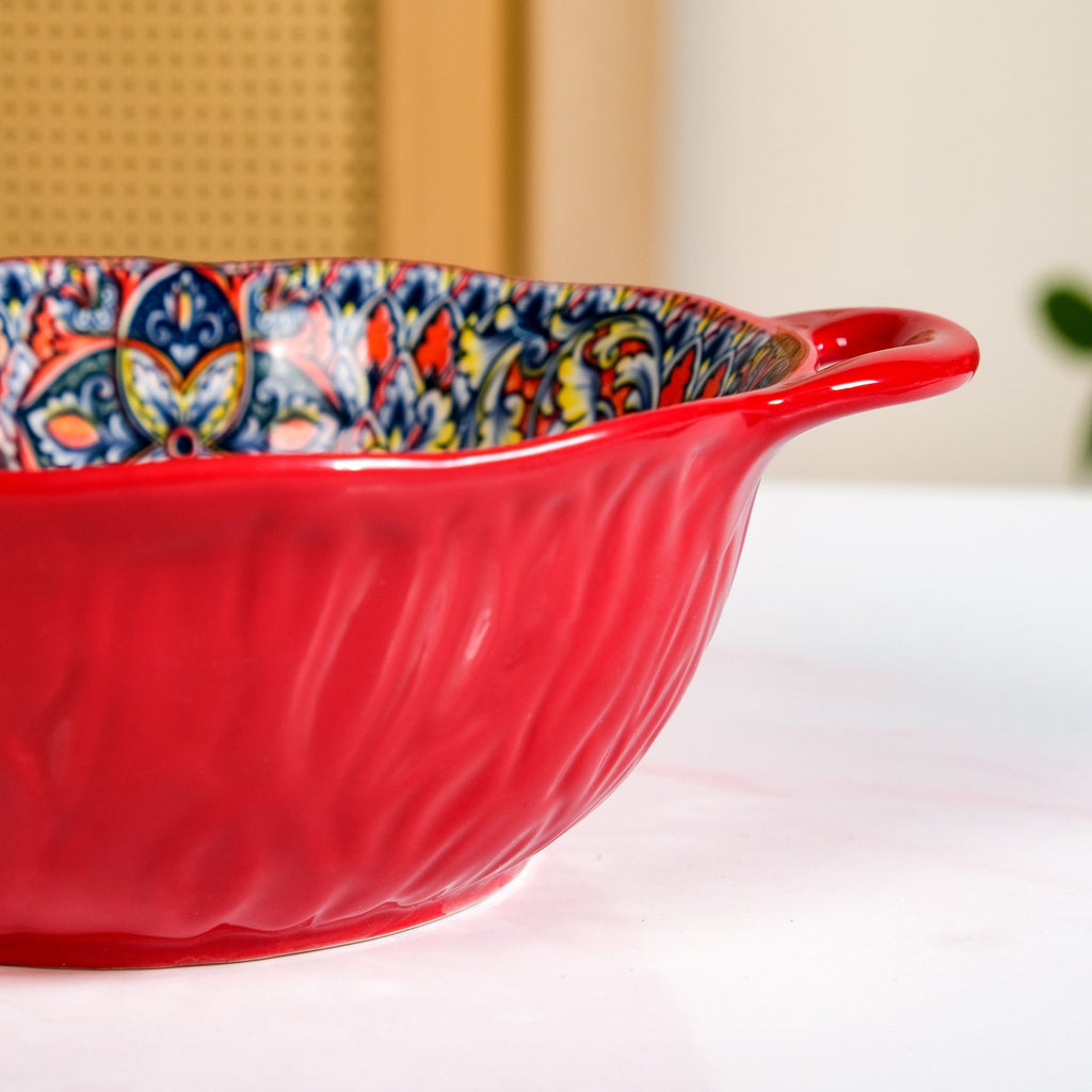 Mandala Melange Ceramic Serving Bowl Red 1500ml Nestasia