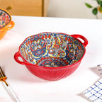 Mandala Melange Ceramic Serving Bowl Red 1500ml Nestasia