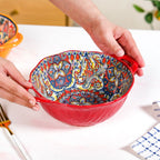 Mandala Melange Ceramic Serving Bowl Red 1500ml Nestasia
