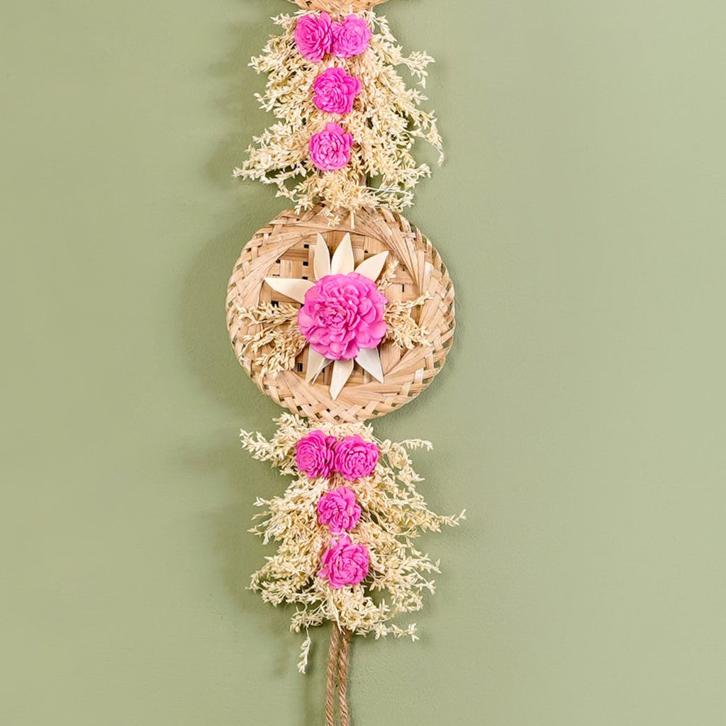 Eco Friendly Sola Flowers Wall Hanging Pink Set Of 2 Nestasia