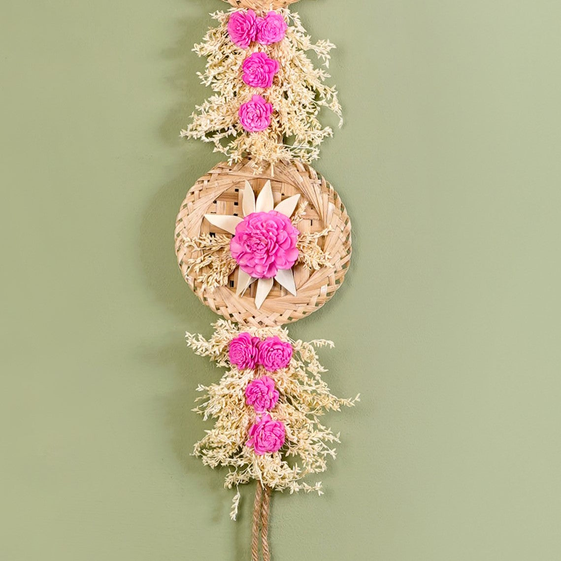 Eco Friendly Sola Flowers Wall Hanging Pink Set Of 2 Nestasia
