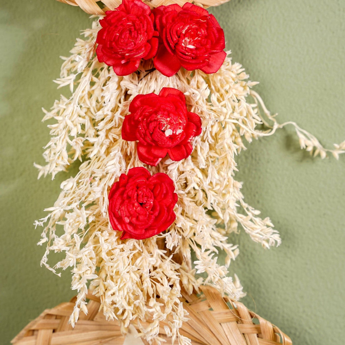 Organic Dried Flowers Wall Hanging Red Set Of 2 Nestasia