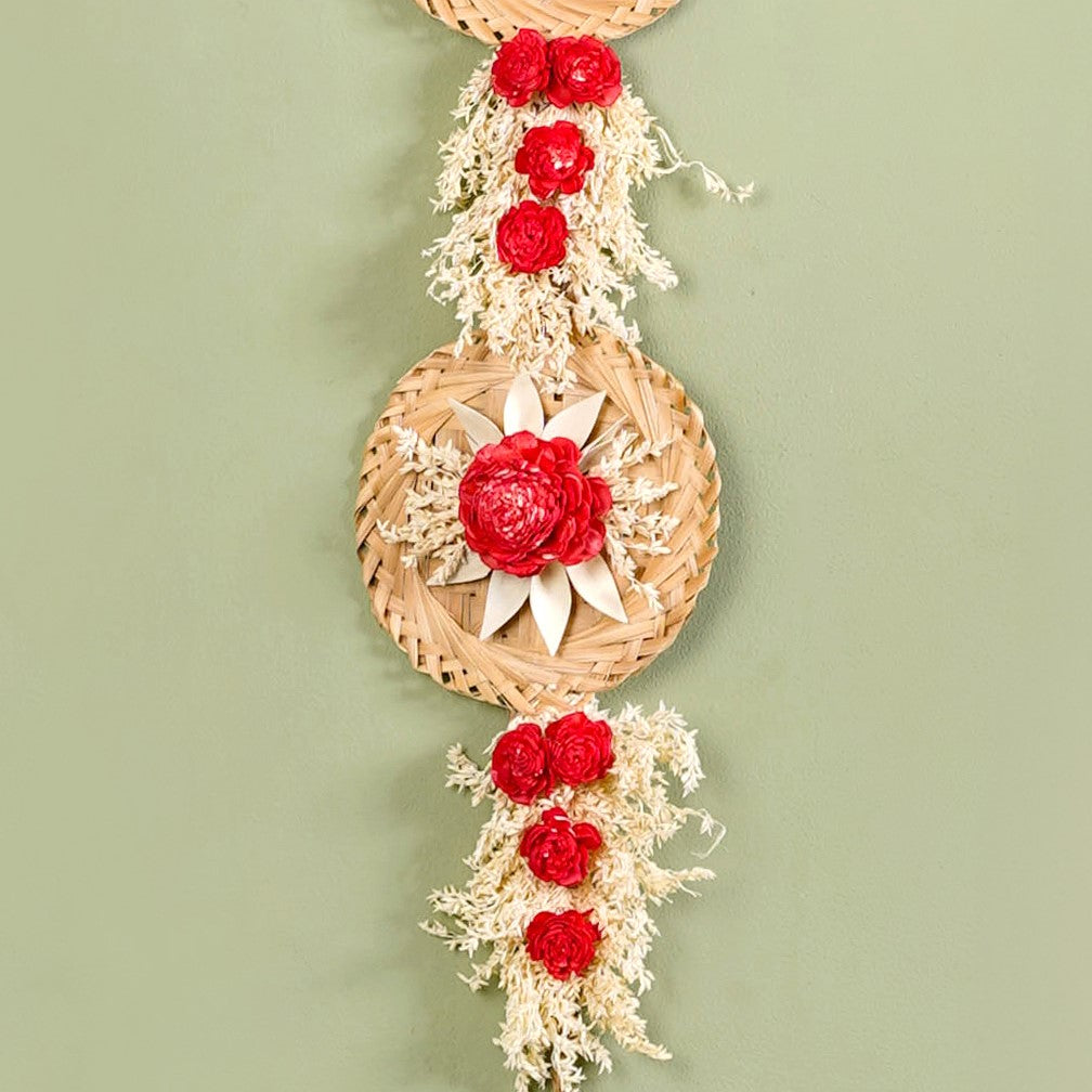 Organic Dried Flowers Wall Hanging Red Set Of 2 Nestasia