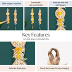 Natural Flower Jute Wall Hanging Yellow Set Of 2 Nestasia