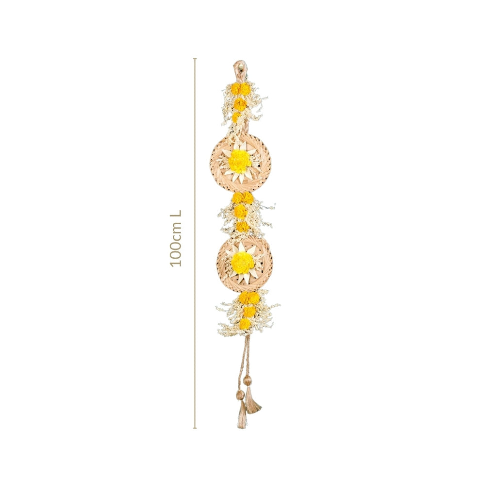 Natural Flower Jute Wall Hanging Yellow Set Of 2 Nestasia