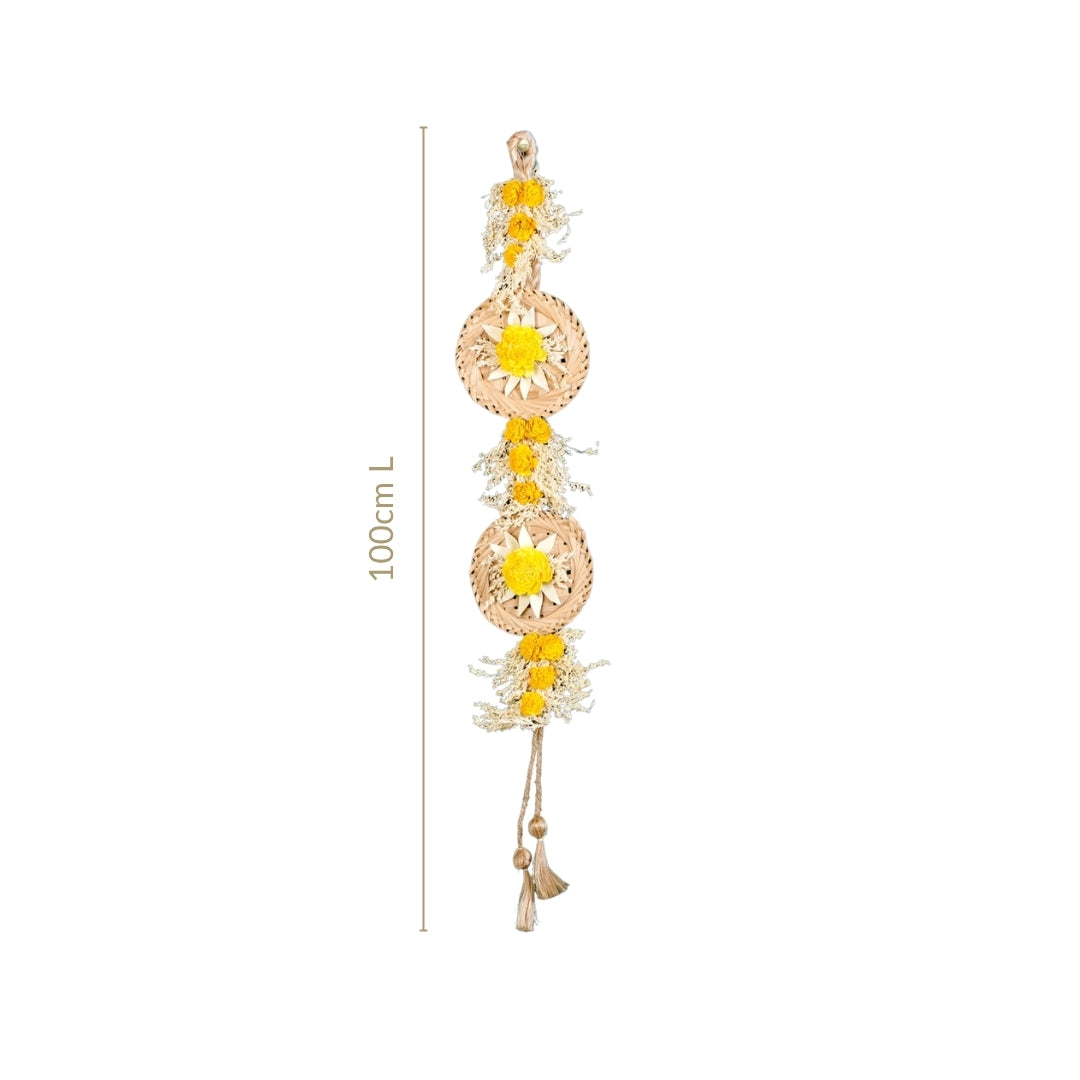 Natural Flower Jute Wall Hanging Yellow Set Of 2 Nestasia
