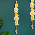 Natural Flower Jute Wall Hanging Yellow Set Of 2 Nestasia