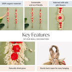 Organic Dried Flowers Wall Hanging Red Set Of 2 Nestasia
