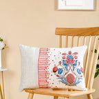 Petal Crest Embroidered Cotton Cushion Cover 50x36cm Nestasia