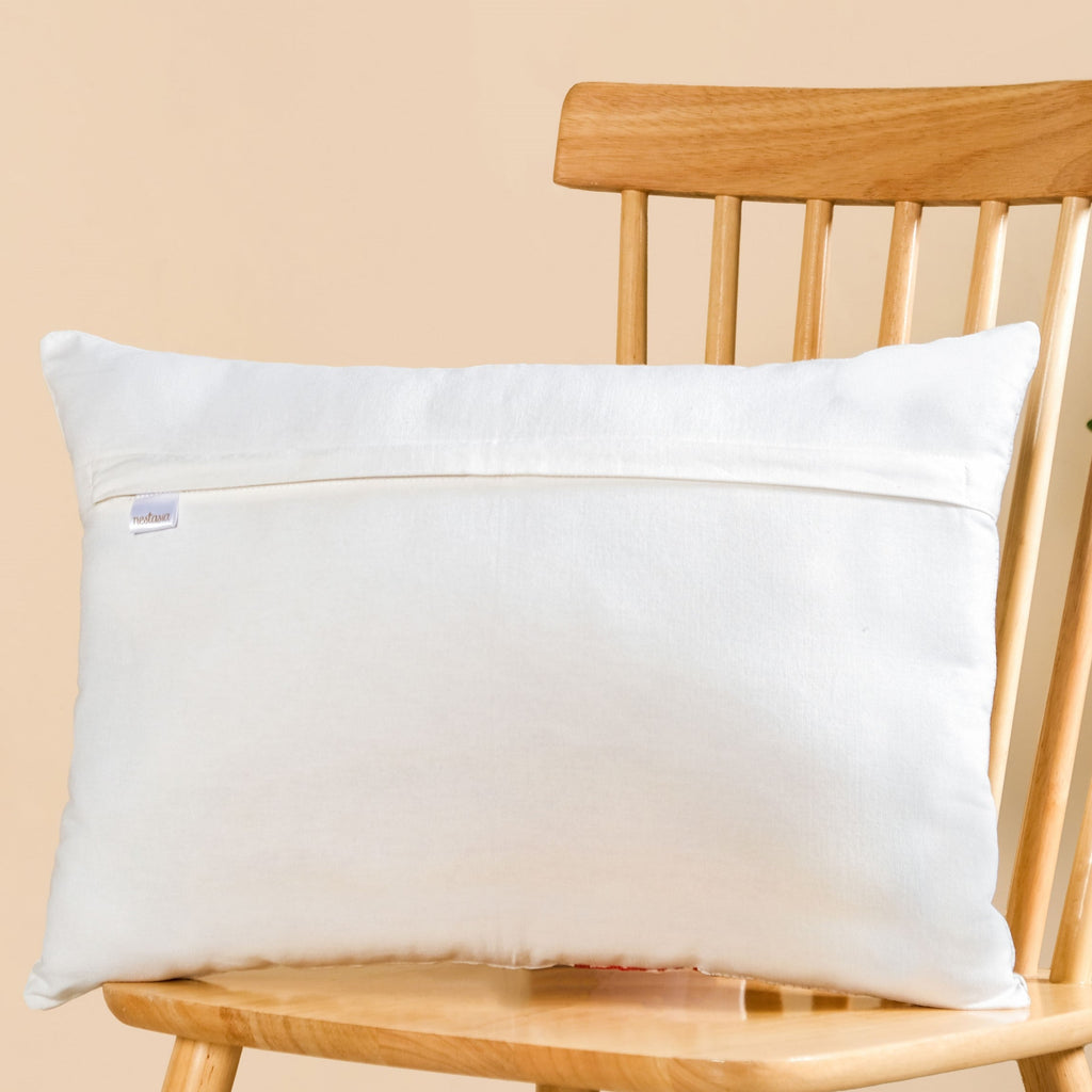 Petal Crest Embroidered Cotton Cushion Cover 50x36cm Nestasia