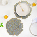 Petal Perfection Placemats Grey Gold Set Of 6 Nestasia
