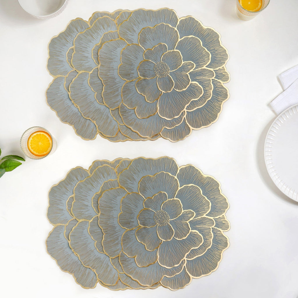 Petal Perfection Placemats Grey Gold Set Of 6 Nestasia