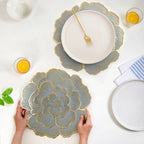 Petal Perfection Placemats Grey Gold Set Of 6 Nestasia