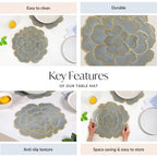 Petal Perfection Placemats Grey Gold Set Of 6 Nestasia