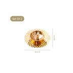 Petal Cutout Pure Brass Diya Set Of 2 In Gift Box Nestasia