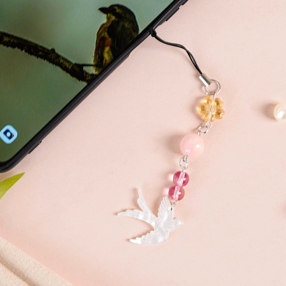 Rosy Dove Phone Charm Nestasia