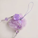 Purple Puff Pom Pom Phone Charm Strap Nestasia