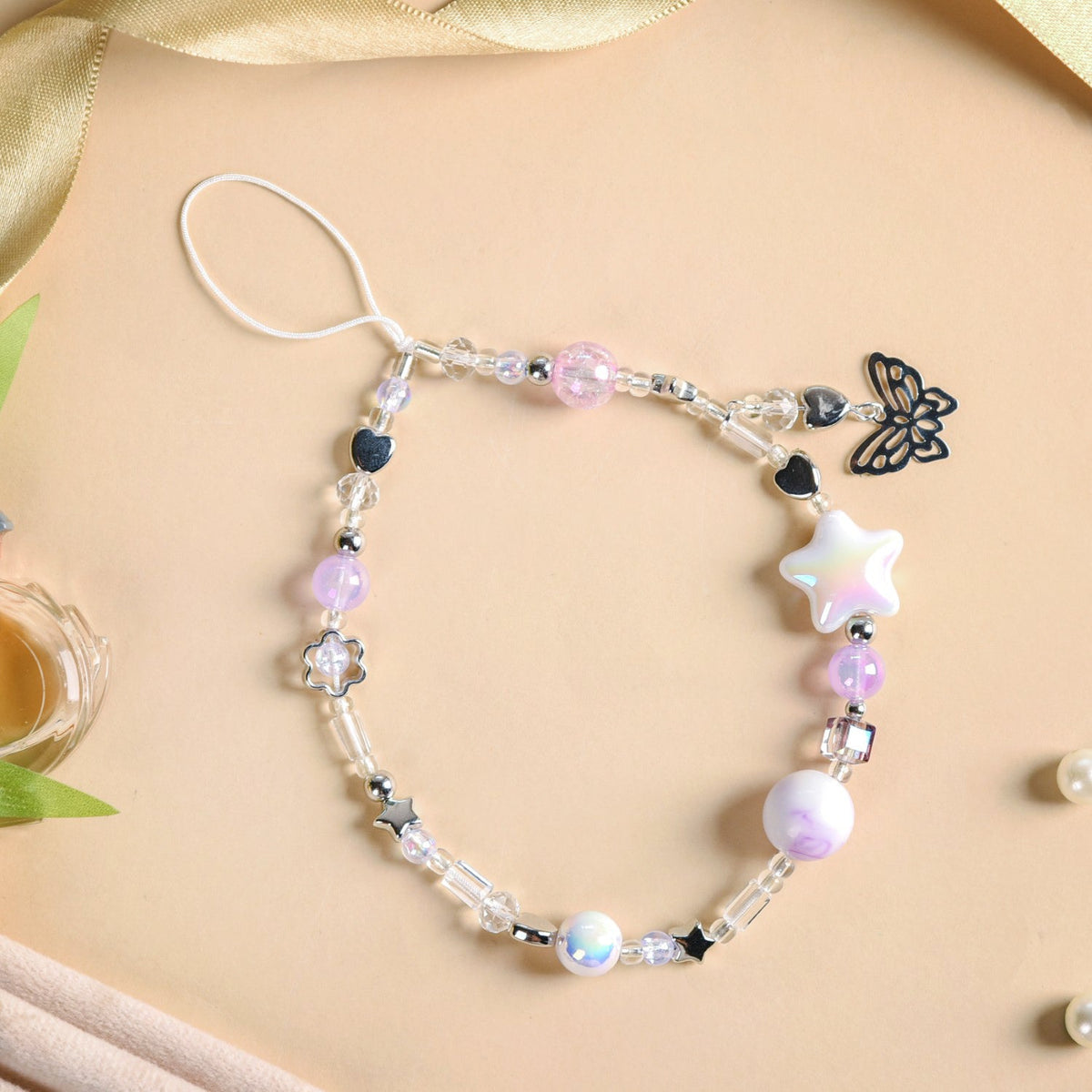 Purple Haze Phone Lanyard With Butterfly Charm Nestasia