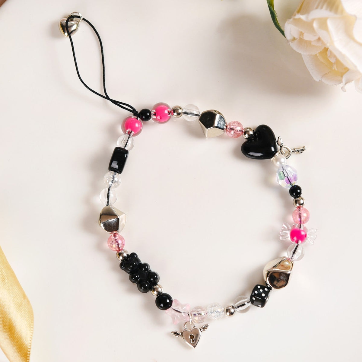 Punk Rock Phone Lanyard With Lock And Key Charms Nestasia