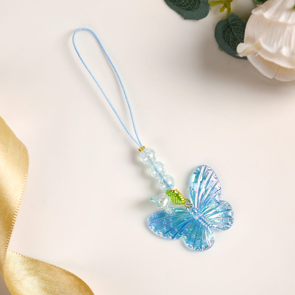 Butterfly Floral Phone Charm Blue Nestasia