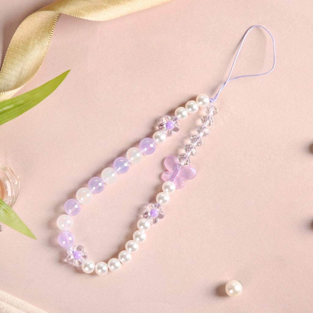 Butterfly Bliss And Pearl Hues Phone Charm Strap Nestasia