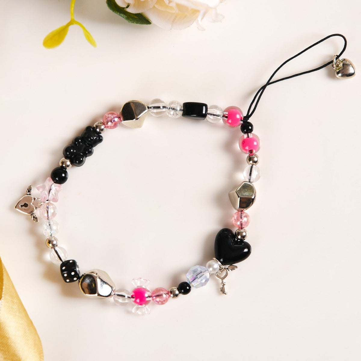 Punk Rock Phone Lanyard With Lock And Key Charms Nestasia