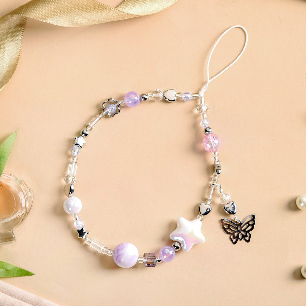 Purple Haze Phone Lanyard With Butterfly Charm Nestasia