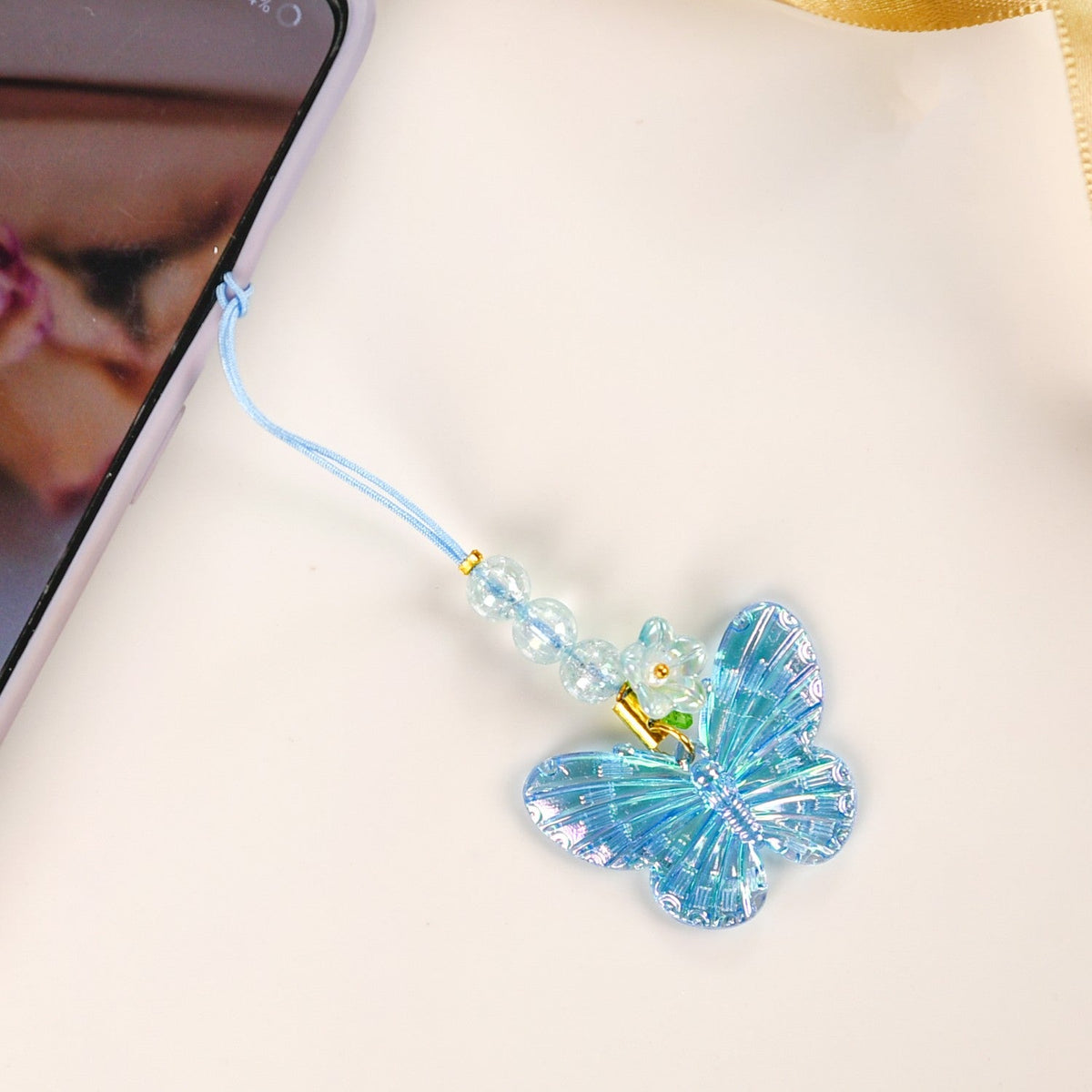 Butterfly Floral Phone Charm Blue Nestasia