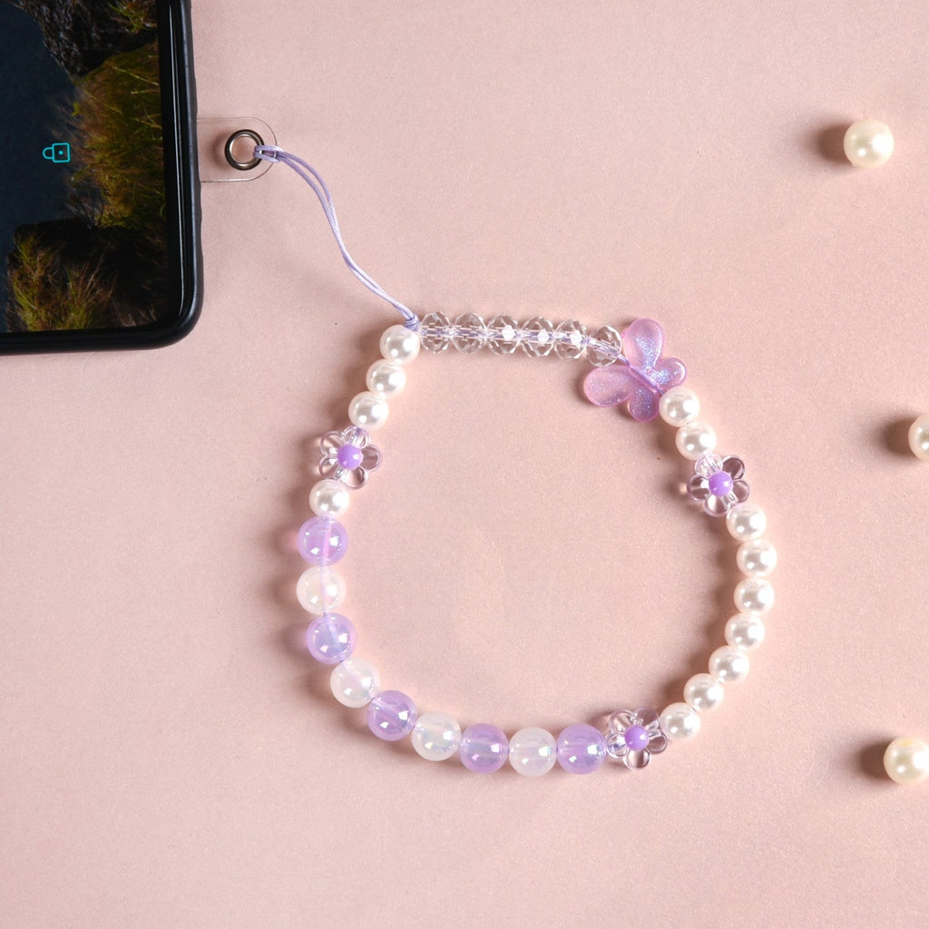 Butterfly Bliss And Pearl Hues Phone Charm Strap Nestasia