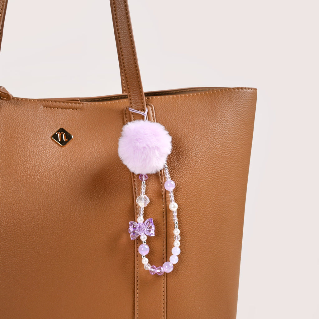 Purple Puff Pom Pom Phone Charm Strap Nestasia