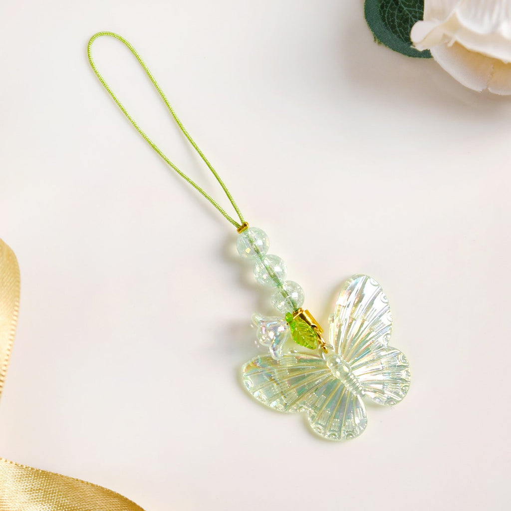 Iridescent Butterfly Mobile Phone Charm Green Nestasia