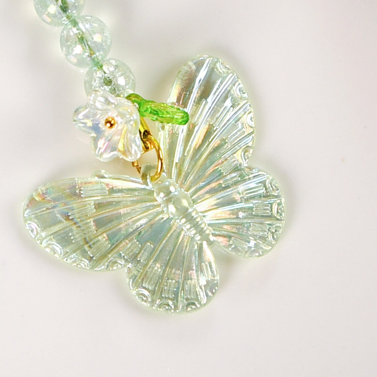 Iridescent Butterfly Mobile Phone Charm Green Nestasia