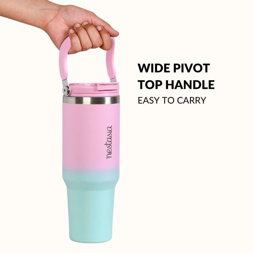 PickSip 40 Insulated Tumbler With Top Handle Blush Crush 1200ml Nestasia