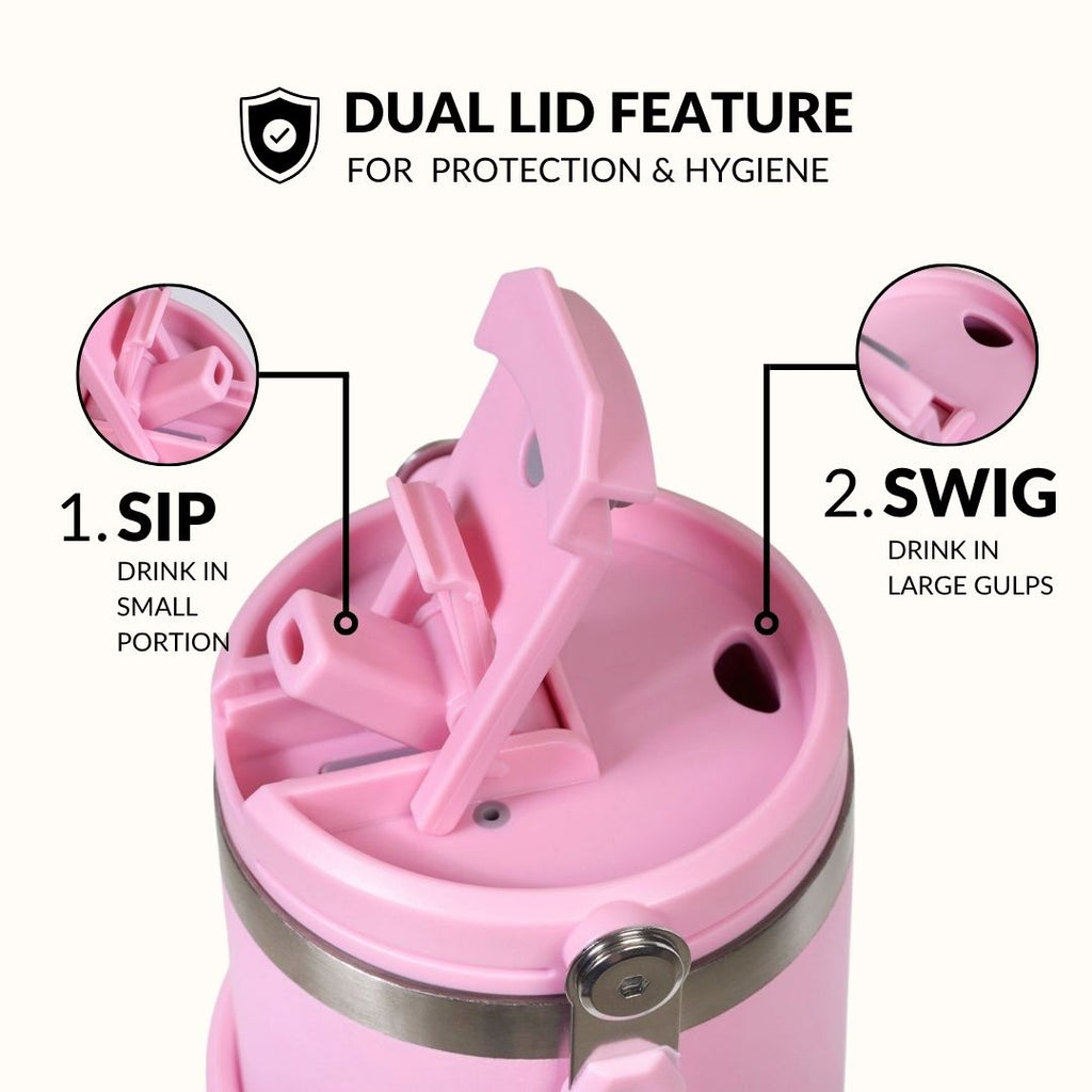 PickSip 40 Insulated Tumbler With Top Handle Blush Crush 1200ml Nestasia