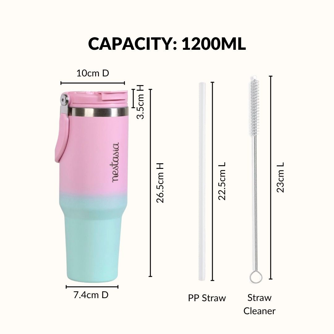PickSip 40 Insulated Tumbler With Top Handle Blush Crush 1200ml Nestasia