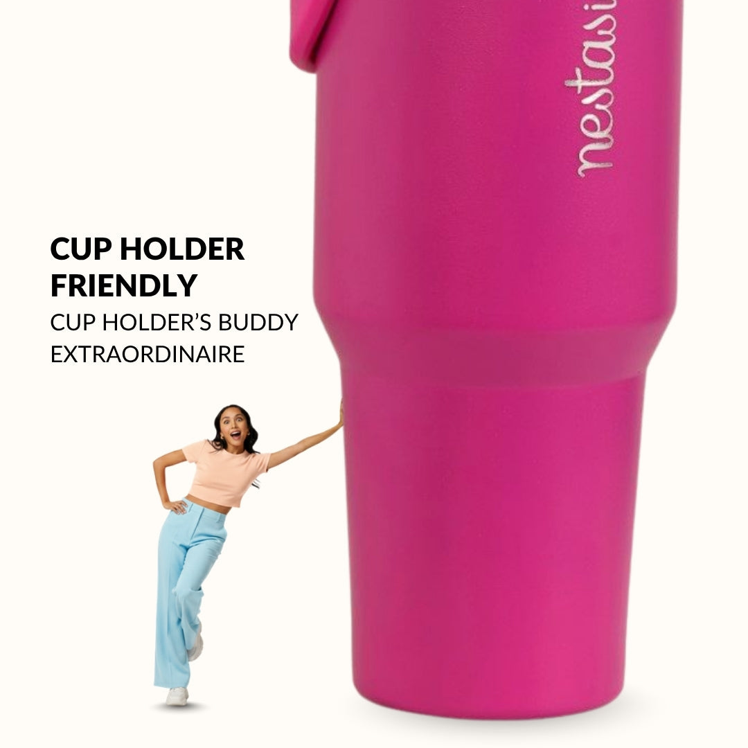 PickSip 40 Insulated Tumbler With Top Handle Electric Fuchsia Pink 1200ml Nestasia