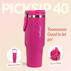 PickSip 40 Insulated Tumbler With Top Handle Electric Fuchsia Pink 1200ml Nestasia