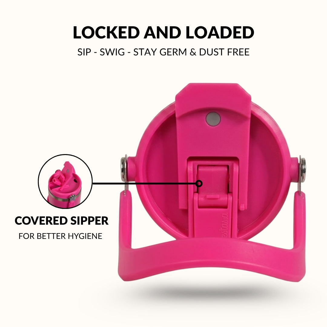PickSip 40 Insulated Tumbler With Top Handle Electric Fuchsia Pink 1200ml Nestasia