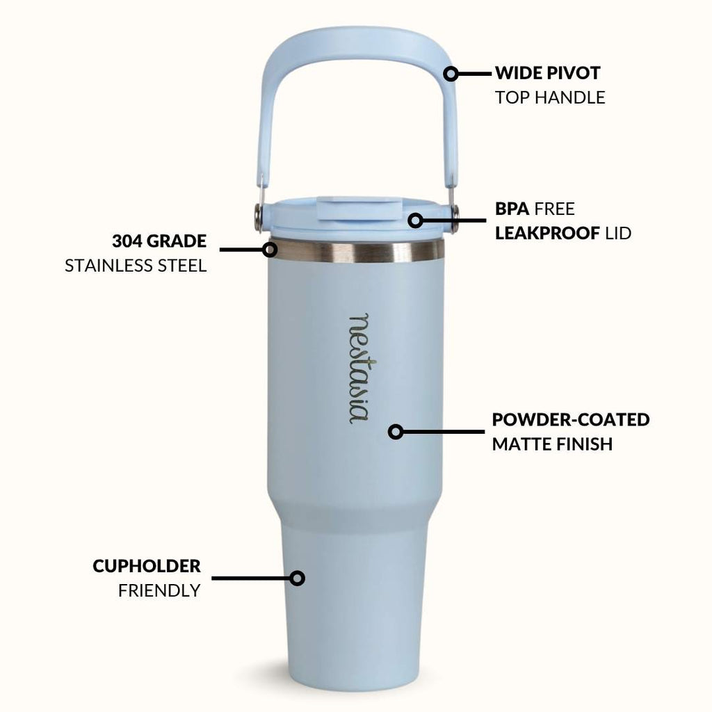 PickSip 40 Insulated Tumbler With Top Handle Baby Blue Jay 1200ml Nestasia