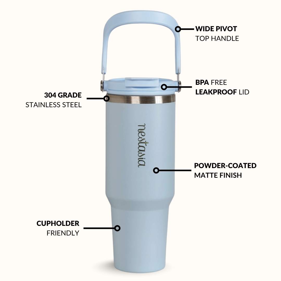 PickSip 40 Insulated Tumbler With Top Handle Baby Blue Jay 1200ml Nestasia