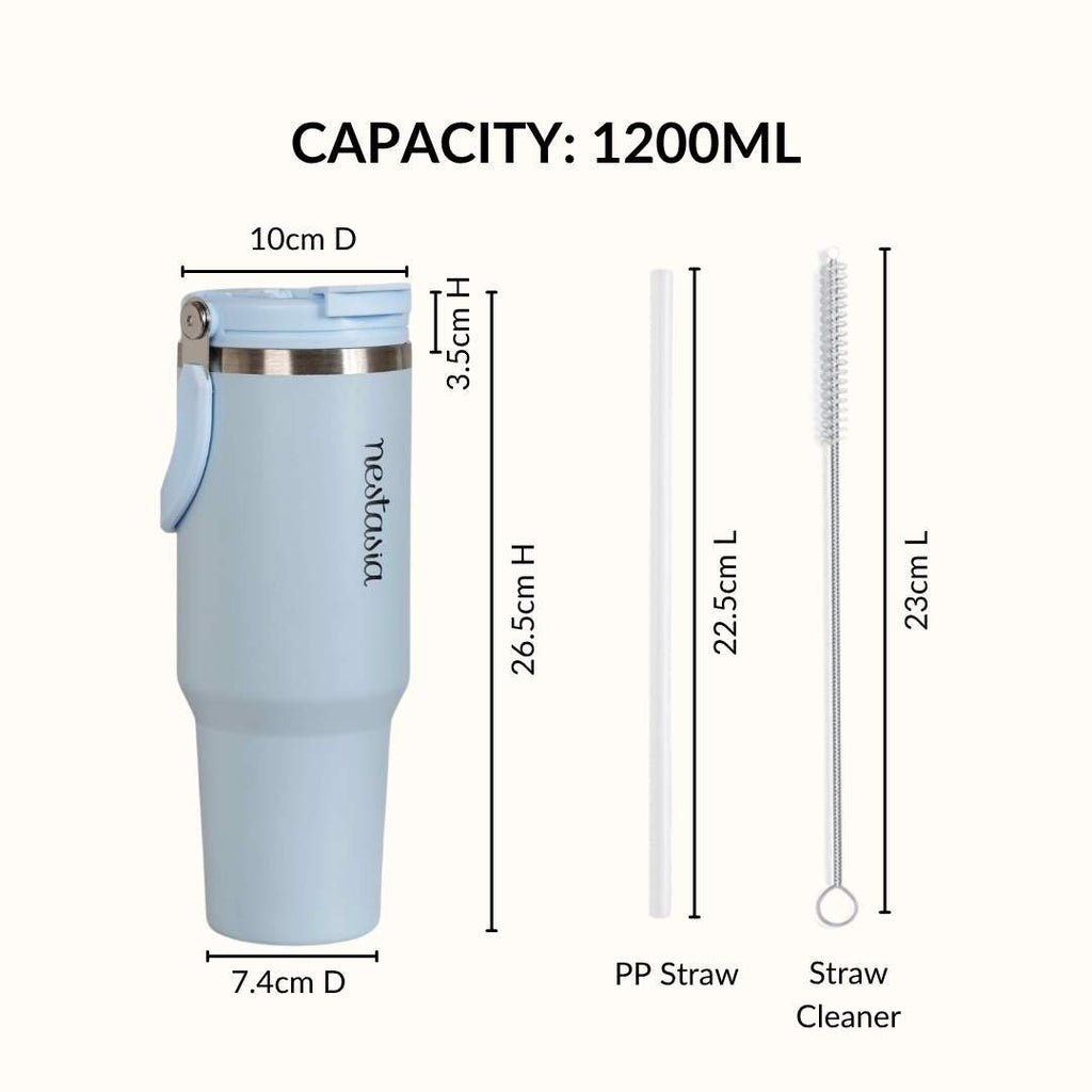 PickSip 40 Insulated Tumbler With Top Handle Baby Blue Jay 1200ml Nestasia