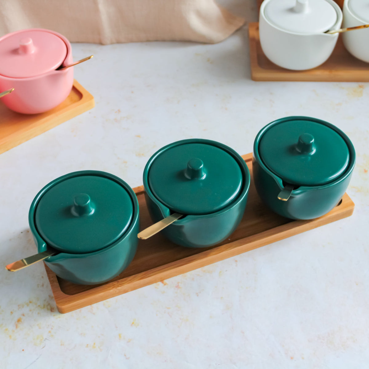 Pickle Jars With Tray Set of 3 Nestasia