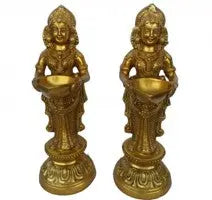 Handcrafted Brass Deep Laxmi Diya – Lakshmi Deepak for Aarti, Puja Rituals & Festive Decoration