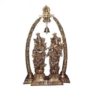 Lord Radha Krishna Temple Brass Handmade Religious Decorative Statue Sculpture | Radha Krishna Idol | God Statues